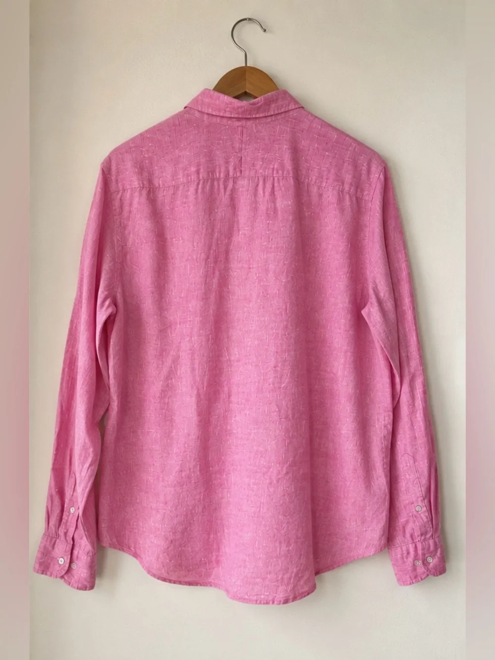 Banana Republic 100% Linen Camden Button Down Shirt Bright Berry Pink Size XL
